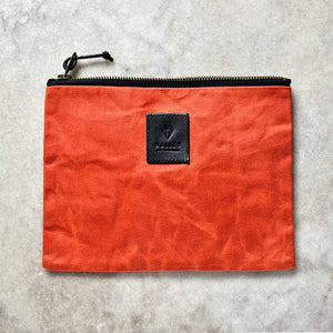 Zipped Halley Waxed Canvas Pouch Gules Red